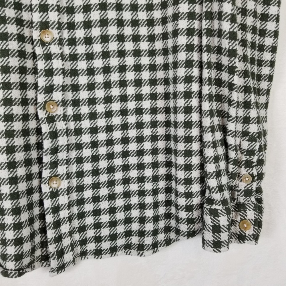 American Tall Mens Large Tall Olive Green Houndstooth Flannel Shirt AM-BS-10821 - Picture 8 of 10